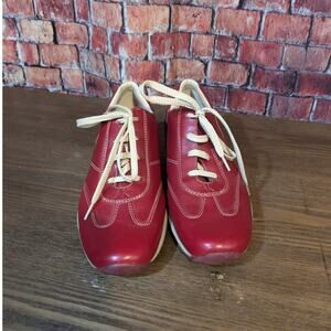 Anne Klein AK2 Women Red Leather  Sneaker Shoes SZ 7